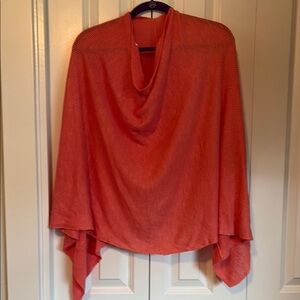 Orange Shrug with Cowl Neck and Asymmetrical Hem